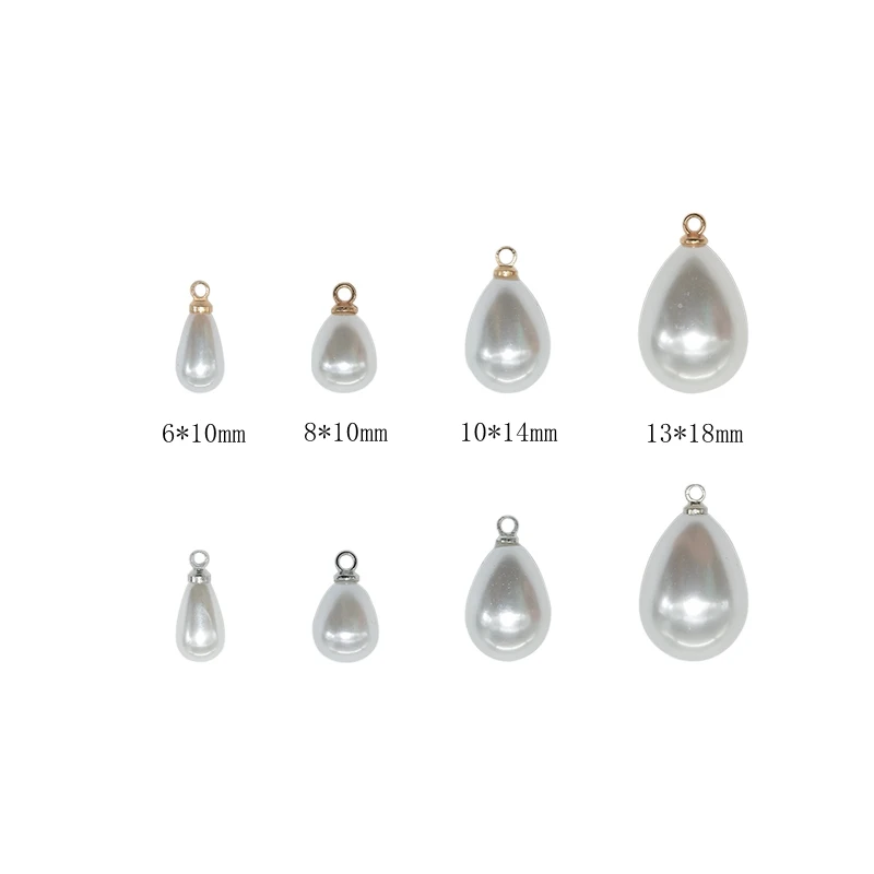 20pcs Waterdrop Shaped Faux Pearl Charms with Bail Connector Pendants For DIY Jewelry Bracelet Necklace Earring Making