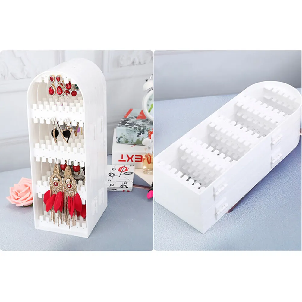 

White Folding Earring Holder Stand for Ear Studs Hoop Earrings Jewelry Display and Organization Dust Free Portable Stylish