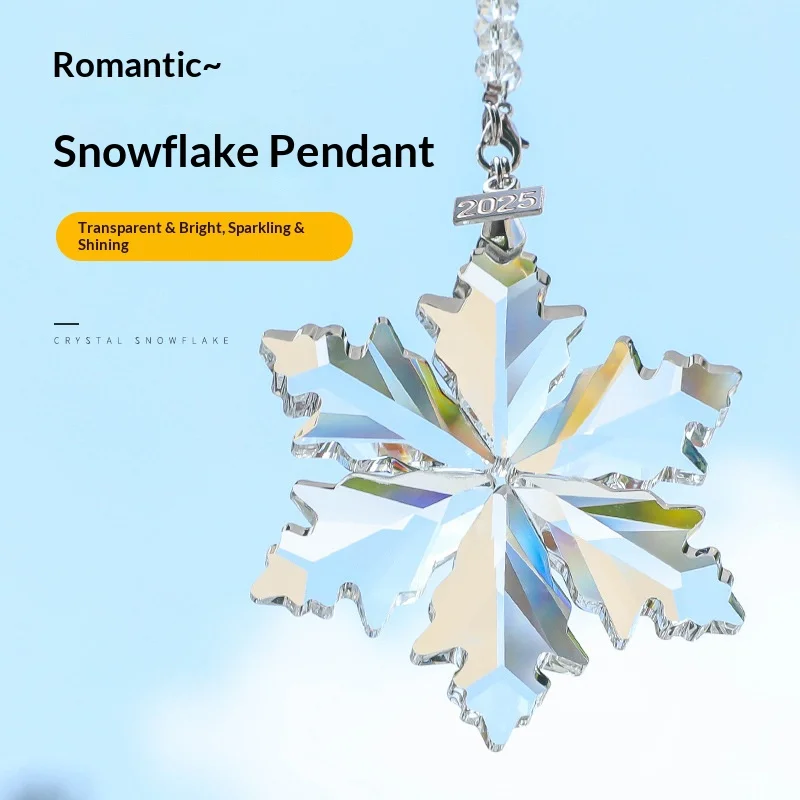 Snowflake Car Accessories - Crystal Glass Decorative Items - Car Rearview Mirror Car Ornaments - Crystal Handicrafts