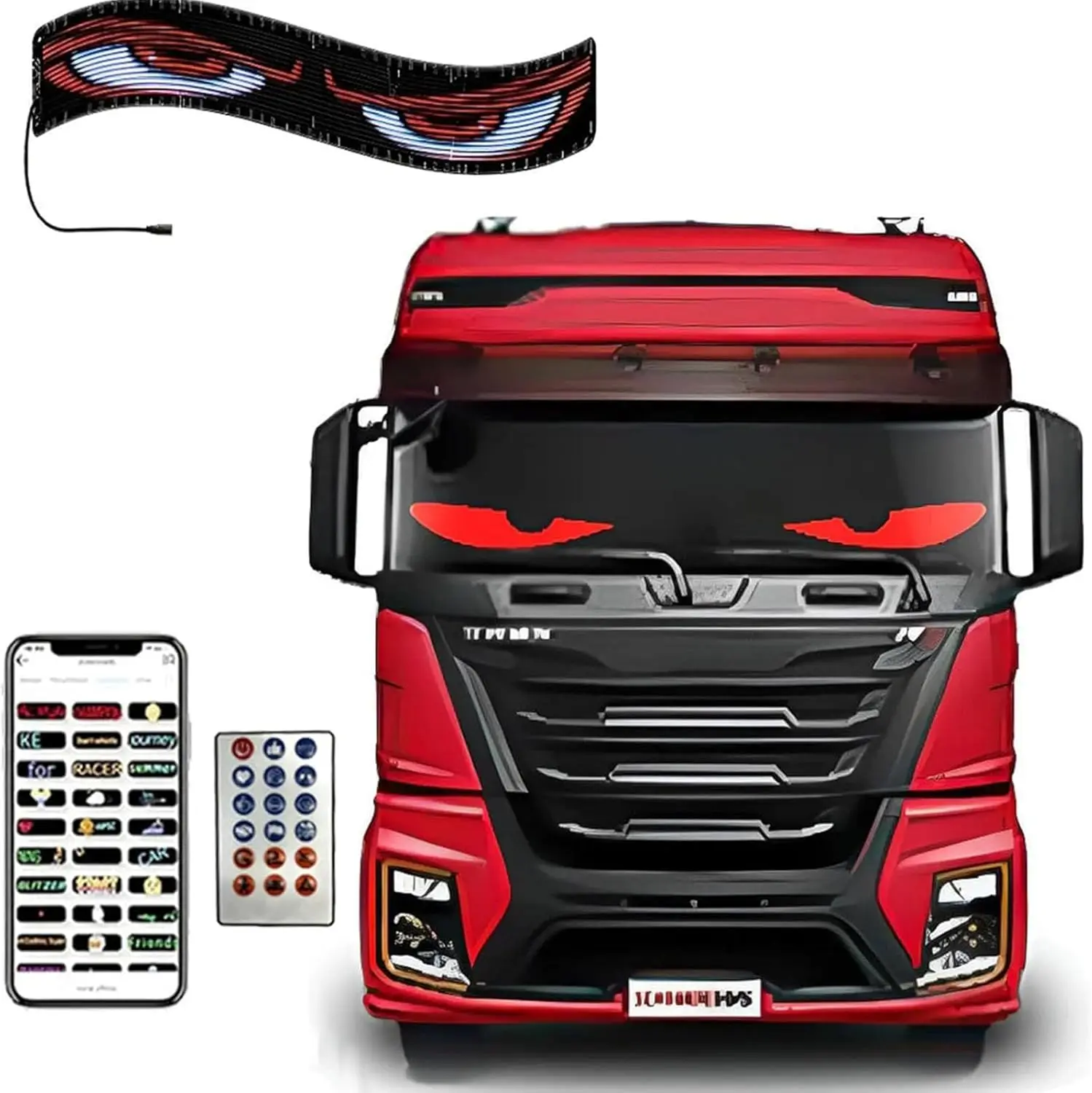 2PCS Flexible LED Devil Eyes Advertising LED Signs App Control Custom Text Animation for Car Windshield Store Party Bar