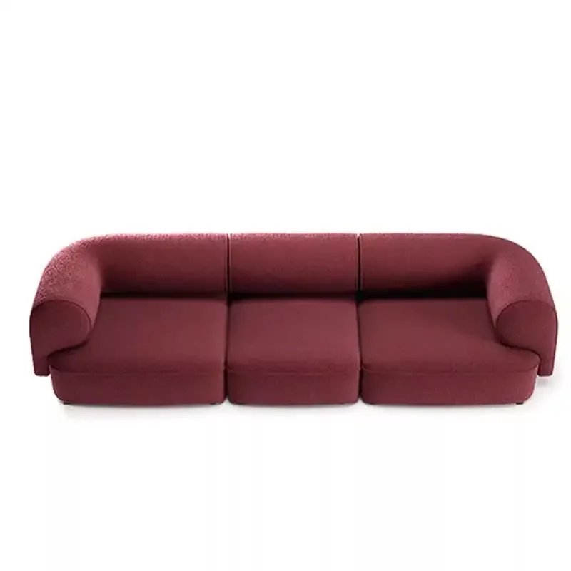 

Light luxury Nordic fabric sofa living room very simple size apartment Nordic furniture designer red curved sofa