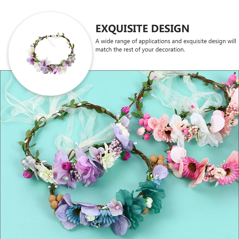 

1pc Lifelike Wreath Hairband Bohemian Style Fake Garland Hoop For Beach Holiday Wedding Photography Decorative Headwear