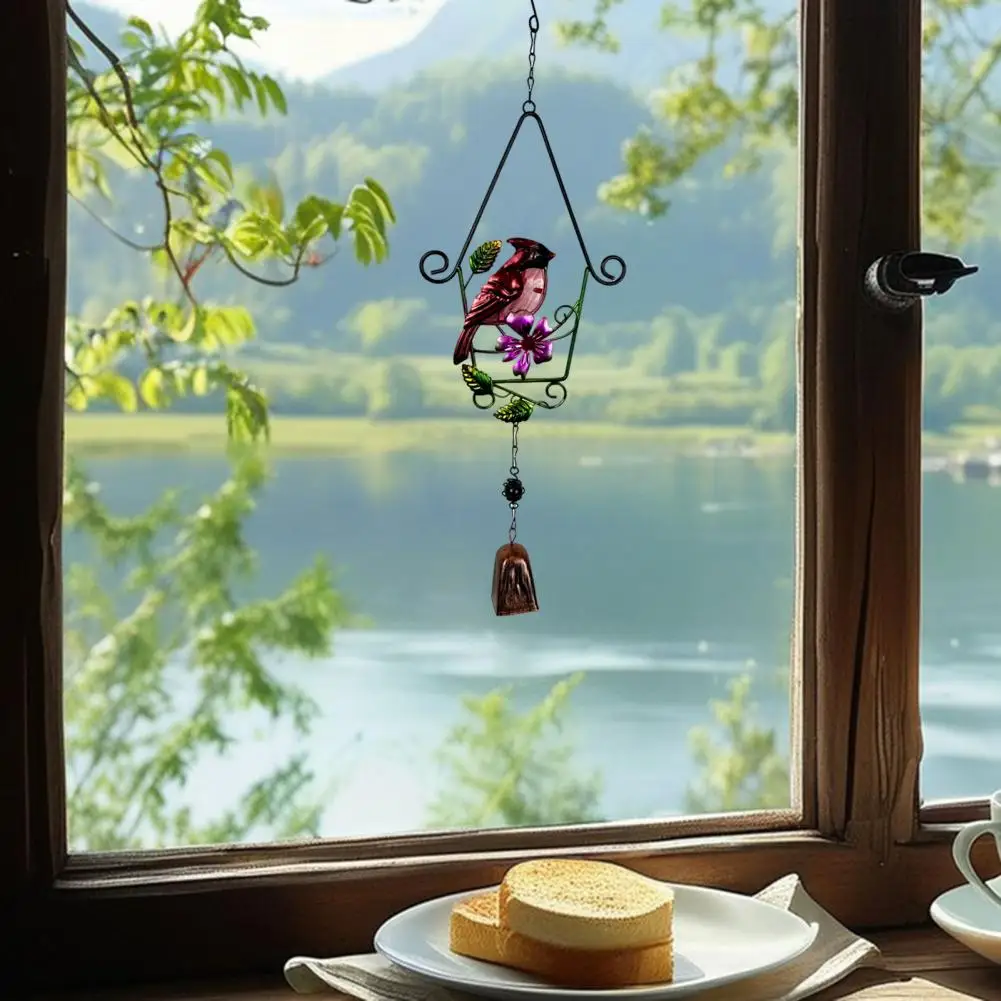 

Parrot Wind Chime Iron Glass Outdoor Hanging Decor Birds Animal-themed Wind Chime Outdoor Hanging Ornament