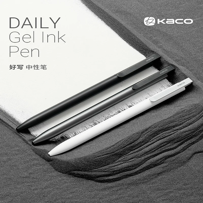 KACO 데일리 젤 펜, 사무용 문구, 푸시 타입, 검정 잉크, 더블 비드 펜 헤드, 금속 펜 클립, 부드럽고 빠른 건조, 0.5mm