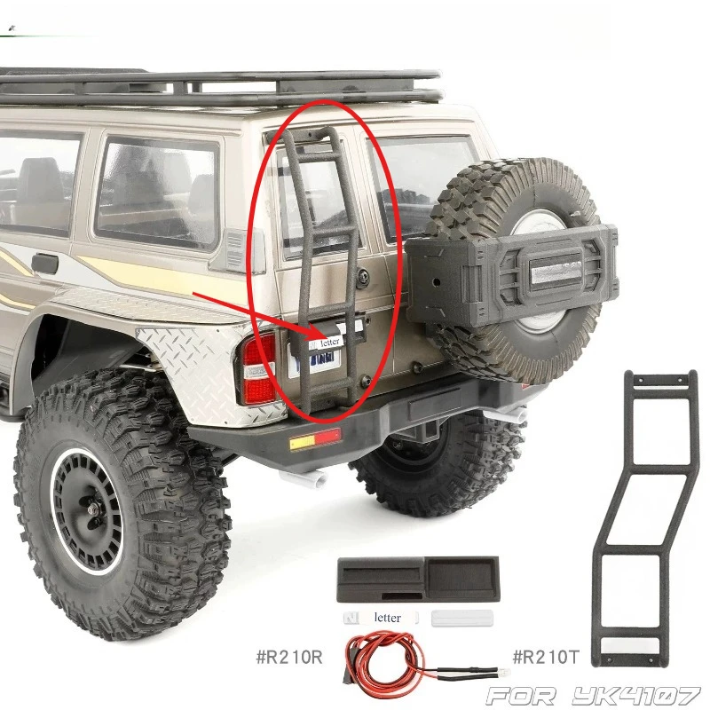 RC Crawler Rear Ladder License Plate Light Custom Size Upgrade Parts for 1/10 YK4107 RC Car Body Shell Rear Decor Accessories