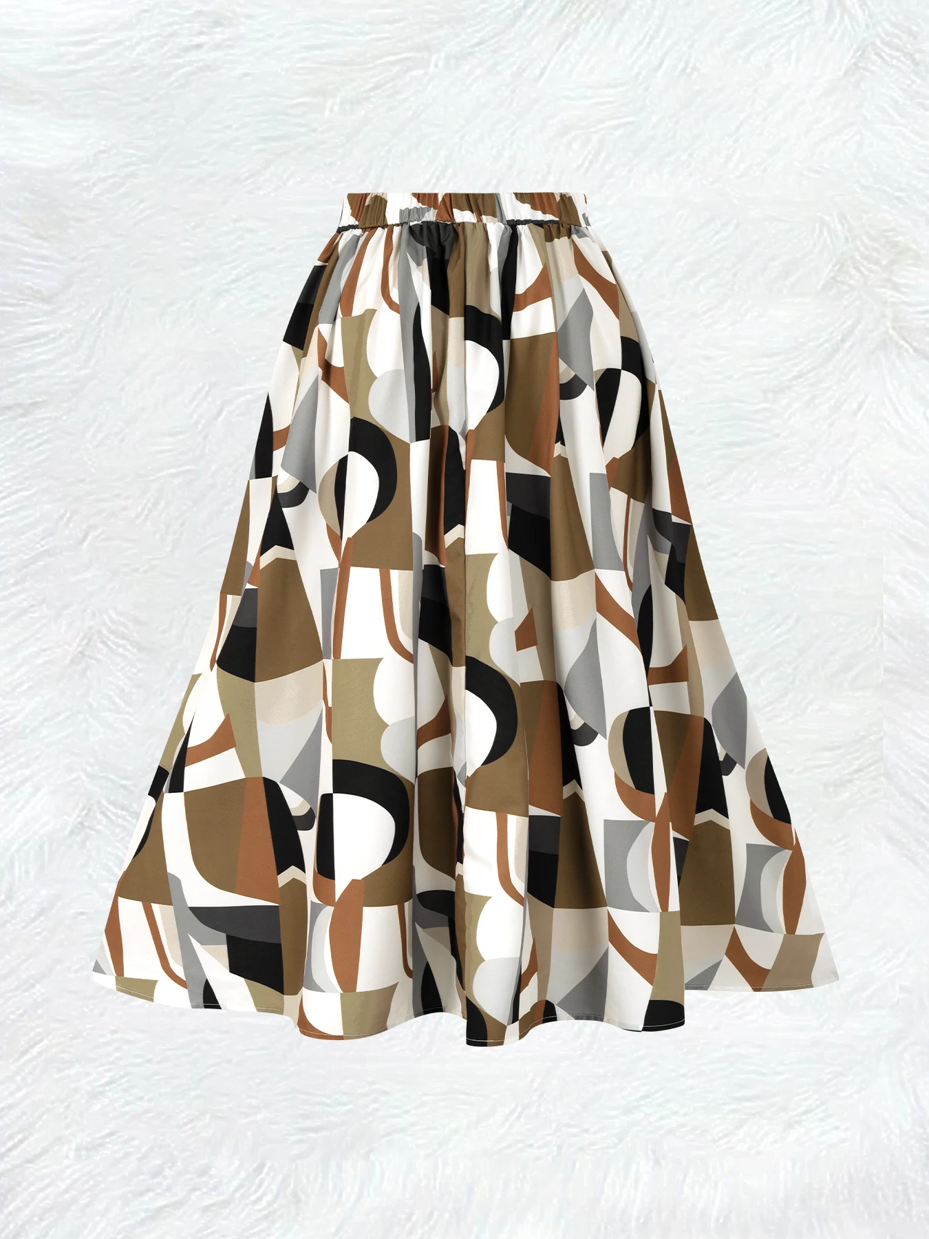Printed Design Four Seasons Leisure Style Geometric Abstract Design Printed Half Skirt