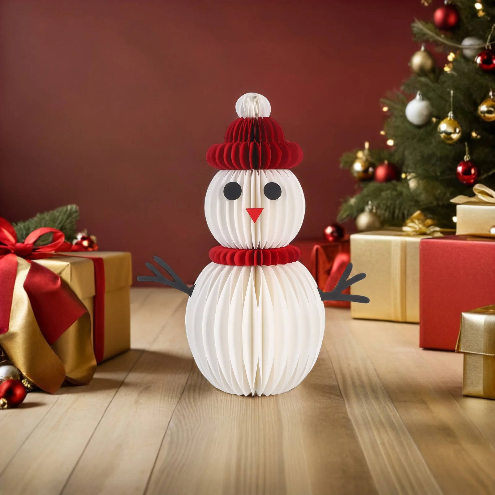 

Christmas Decorations Holidays Centerpiece Paper Craft Desktop Mini Snowman Decorative Table