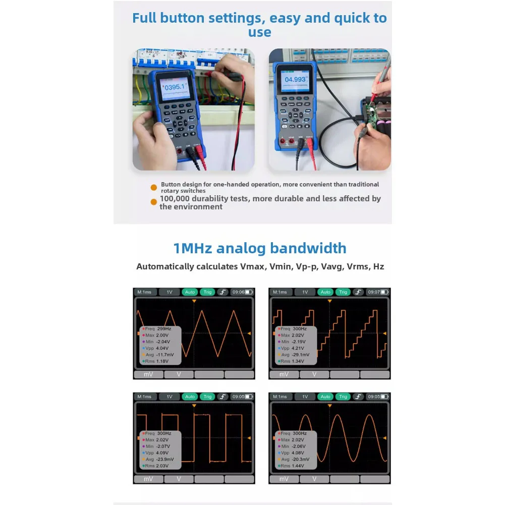 Digital Multimeter with Automatic Probe Detection and Large Display for Accurate Voltage Current Resistance Readings