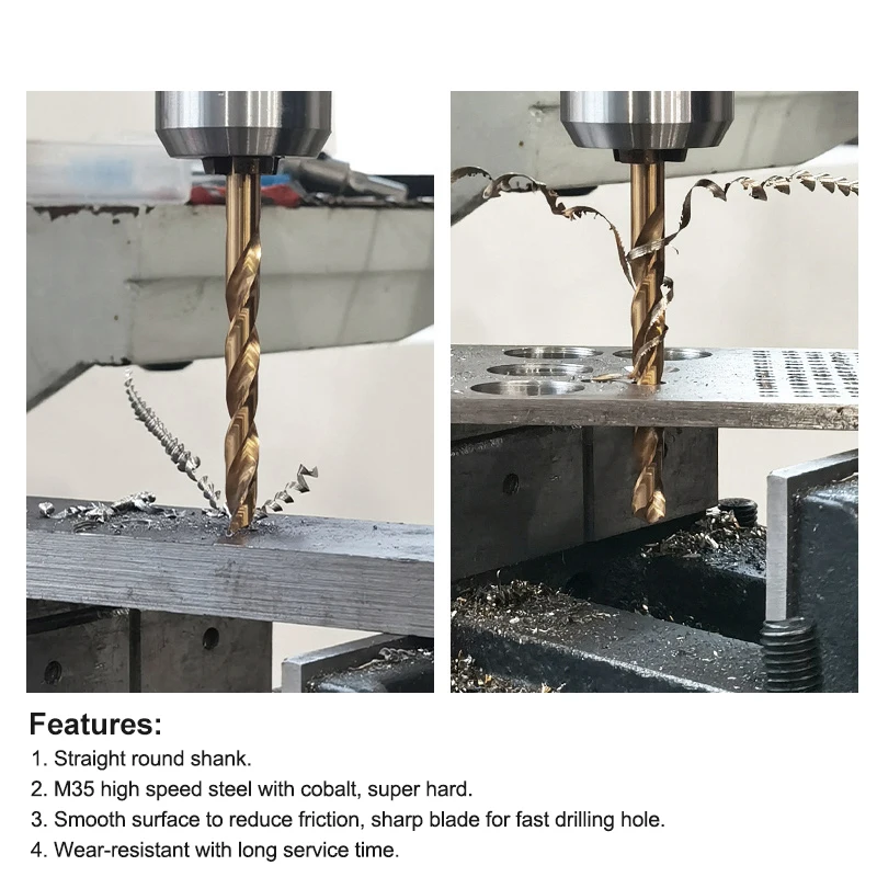 XCAN 1.0-13mm HSS M35 Cobalt Coated Twist Drill Bit Wood/Metal Hole Cutter Round Shank Gun Drill Bit