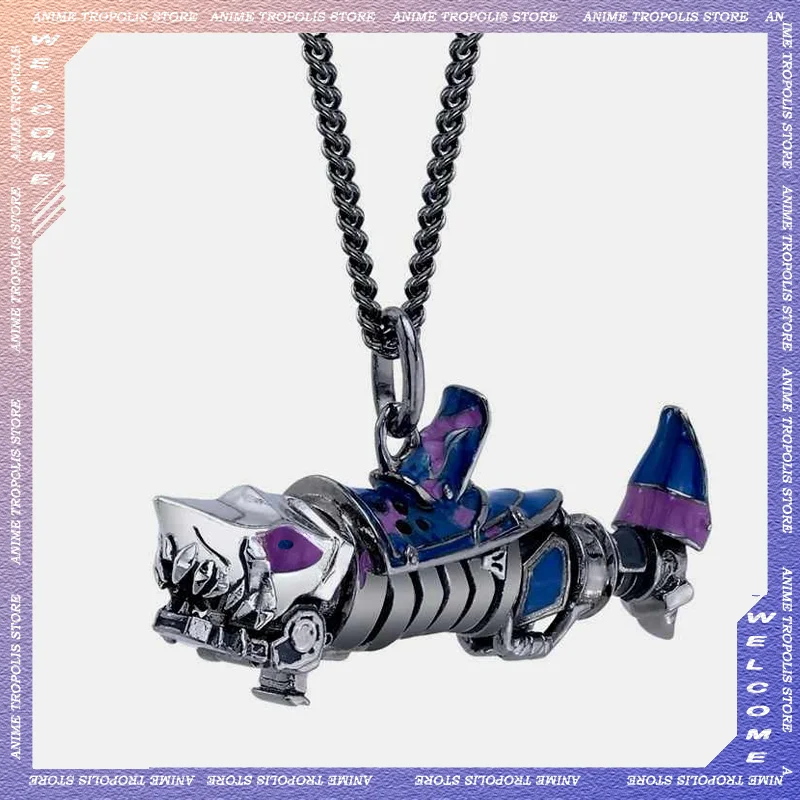 In Stock Spot Arcane League of Legends Jinx Necklace Shark Cannon Graffiti Fishbone Pendant Cyberpunk Mecha Pendant Holiday Gift