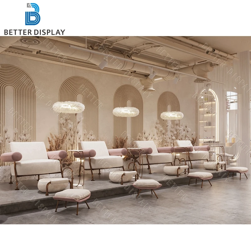 custom.Modern Beauty Salon Decoration Design Beauty Salon Furniture Barber Shop Mirror Station Custom Reception Desk Beauty