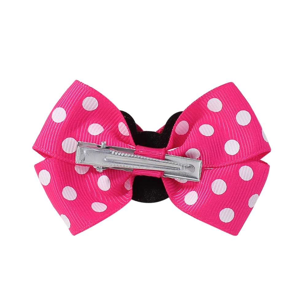2/4 Stück niedliche Haarspangen mit Schleifen für Kinder, im Boutique-Stil, mit Cartoon-Motiven, klassisches gewebtes Band, Polka-Dot-Muster, Kinder-Haarspange, 2 Größen. – Detail 6