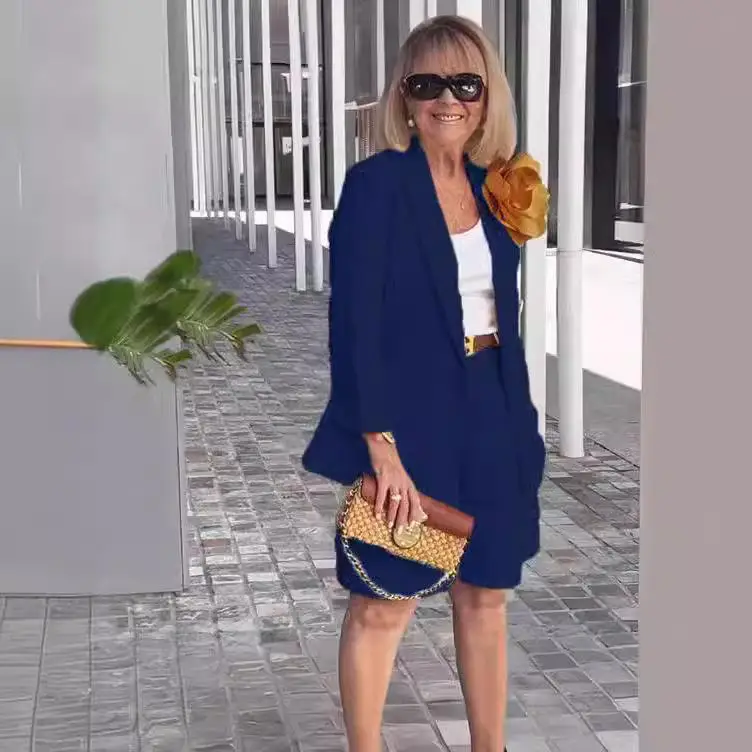 

Women's Suit Top orts Set Casual Busin Polyester Fiber Long Sve Collar Cardigan Commute Sle Slim Fit