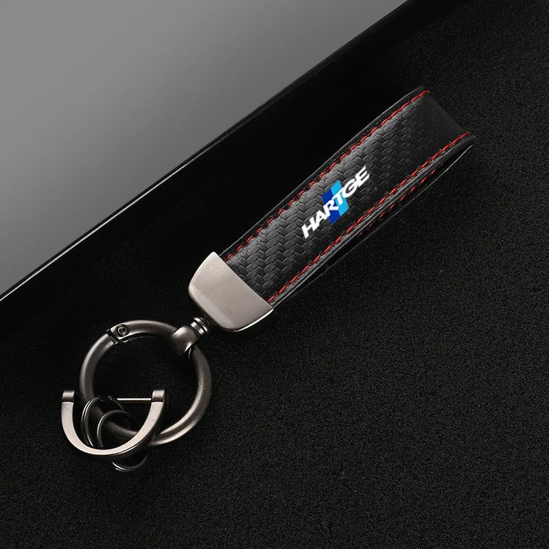 Leather Carbon Fiber Car Rings Keychain Zinc Alloy Keyrings For HARTGE with logo  Car Accessories