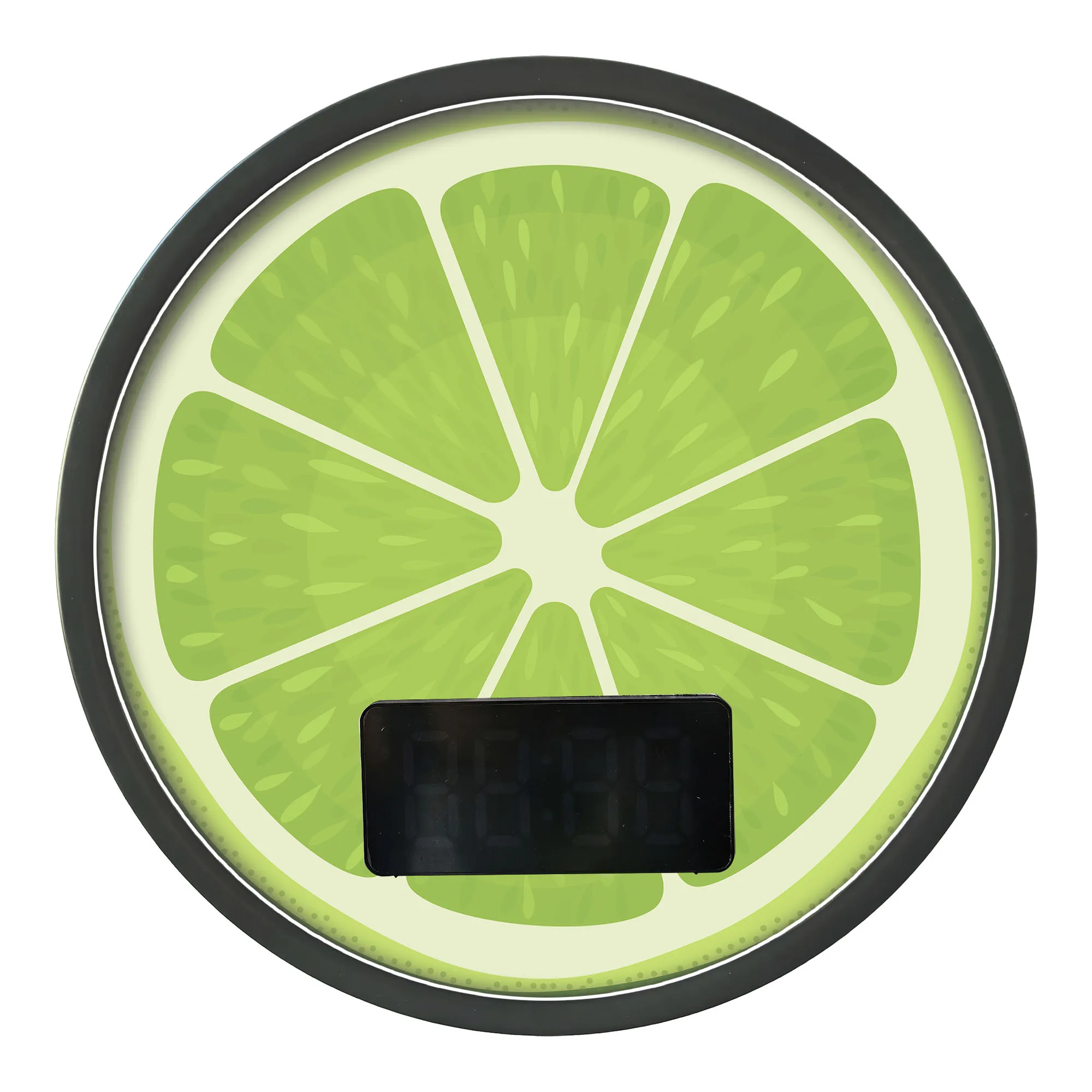 Green Citrus Slice LED Night Light Digital Wall Clock for Kitchen Luminous Glowing Wall Clock shows Calendar Date Temperature