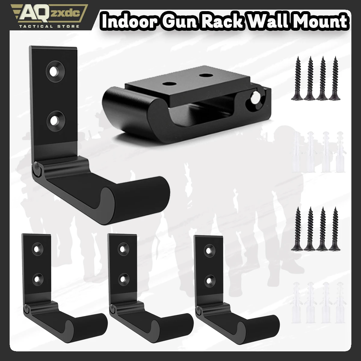 

AQzxdc 4 pcs Indoor Gun Rack Wall Mount Scratchproof Rubber Cushion Foldable Hook for Protection of Rifle, Shotgun, Archery Bow