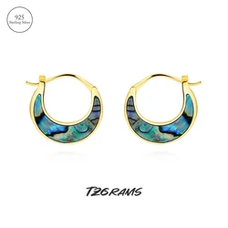 Wholesale 925 Sterling Silver Simple Abalone Shell Crescent Moon Elegant  Jewelry Earrings Gold Plated Birthday Party Gift