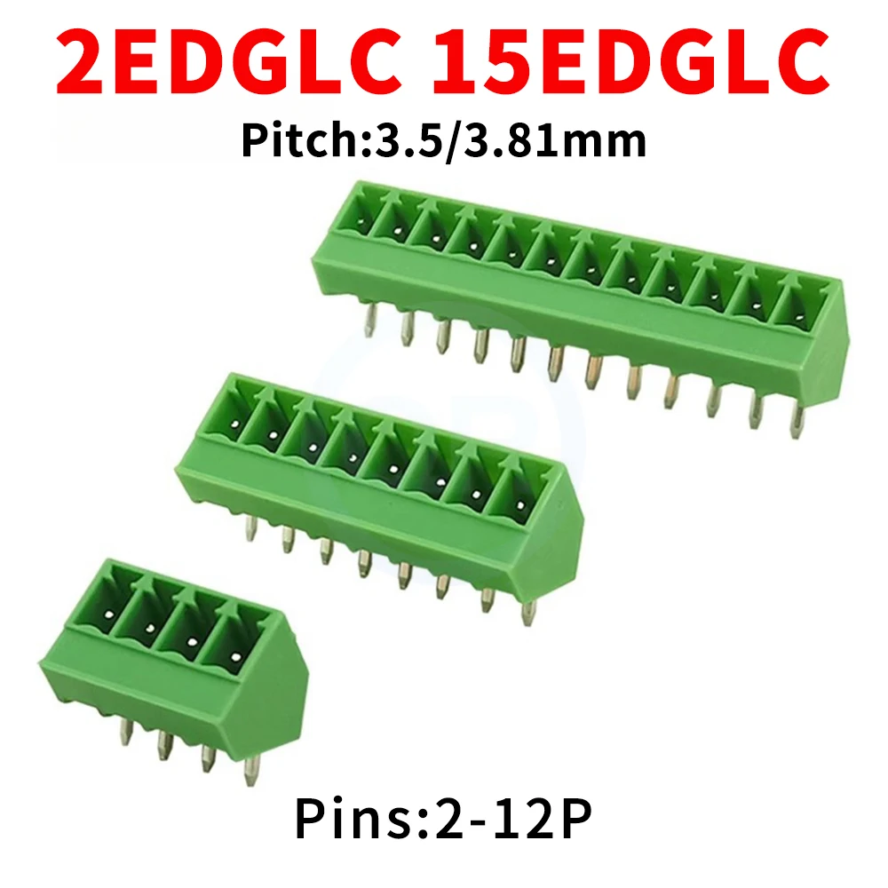 (10 pcs) KF 2EDGLC 3.5mm 3.81mm Plug-in PCB Terminal Block 15EDGLC 3.5/3.81 Slanted PCB Phoenix Terminal Block 2-12Pin