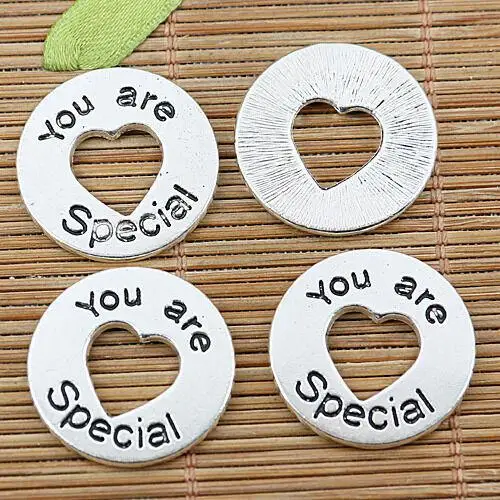 10pcs 24mm  tibetan silver you are special round heart charms EF1312