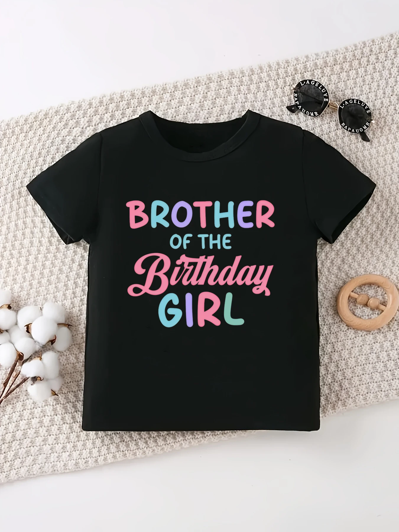 Sister/Brother Of The Birthday Girl Letter Prinetd T Shirt Boys The Birthday Party T-Shirt Summer Short Sleeve T-Shirt