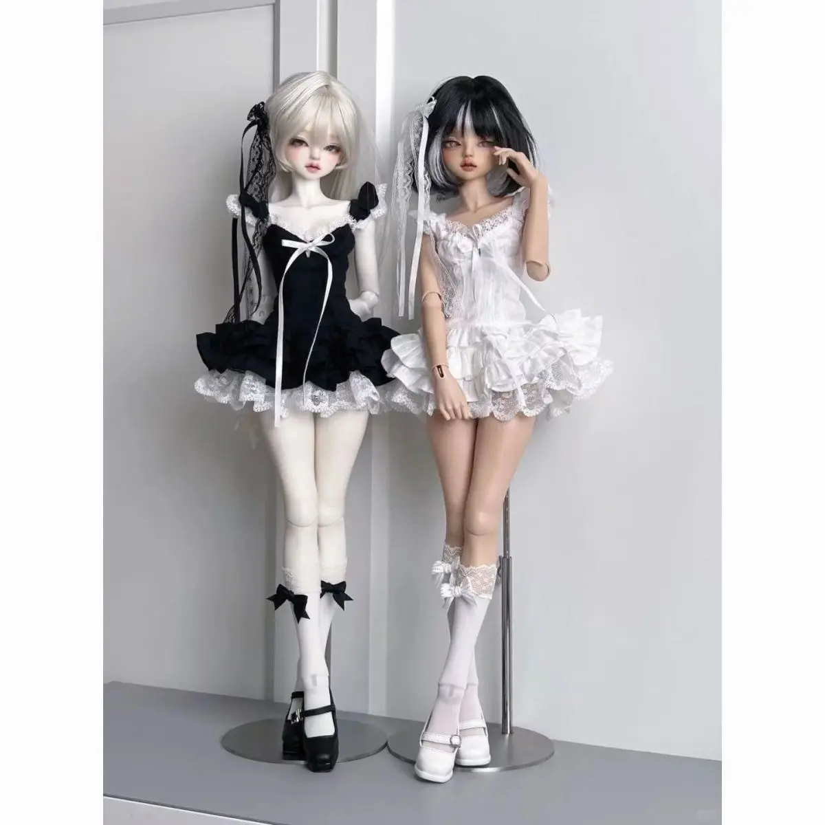 1/6 1/4 Doll's Clothes Suit for 30/45cm Bjd Doll White/black Maid Dress Set Toys Dress Up Play House Doll Accessories, No Doll