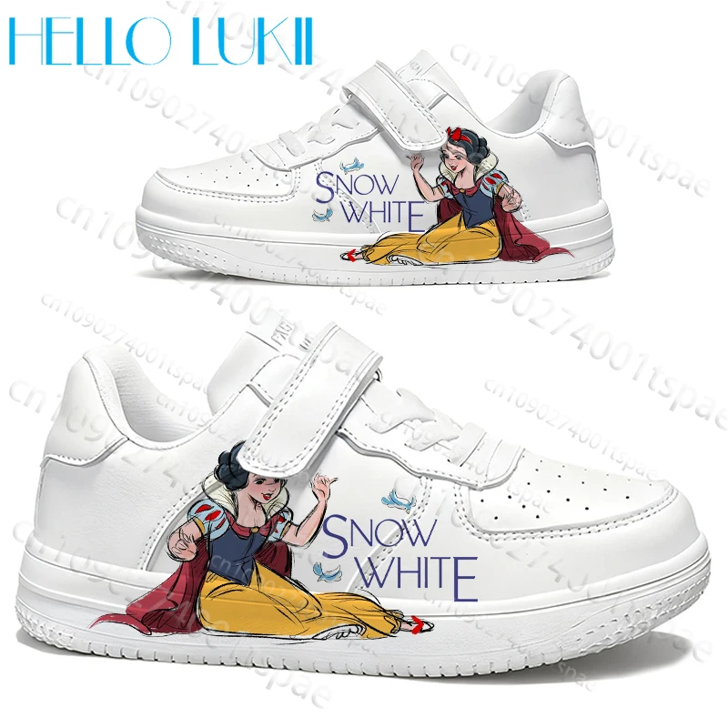 

Snow White Princess Youth Student Anime Printing Sneakers Girls Wear Resistant Comfortable Fashion Children White Shoes