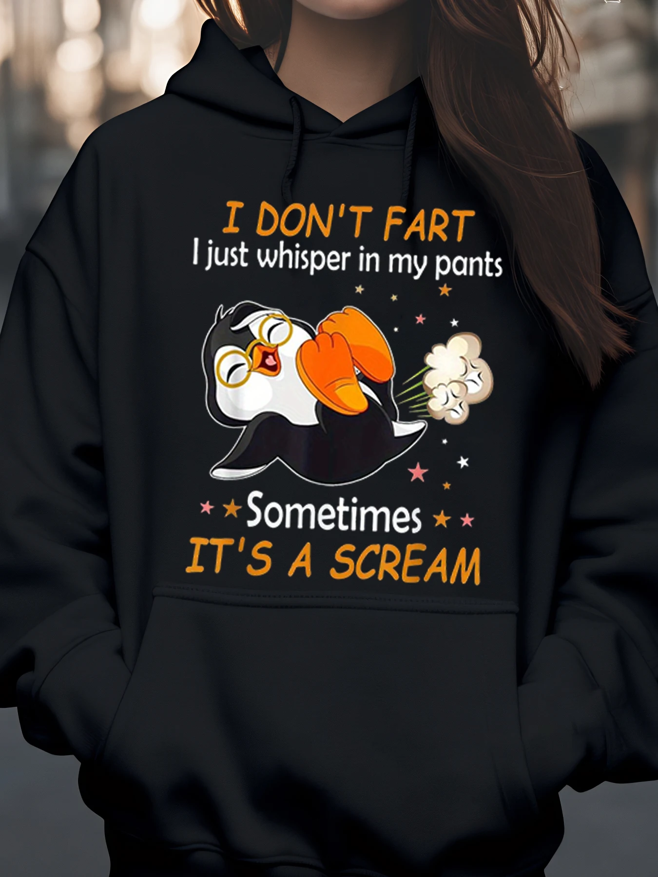 Duck Fart Joke 프린트 후드티 할로윈 웃긴 스웨트셔츠 여성과 남성을 위한 캐주얼 의류