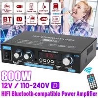 AK35 800W Home Power Amplifier 2 Channel Bluetooth 5.0 Mini Hifi Digital Stereo Sound Amplifier Support FM USB SD Mic input