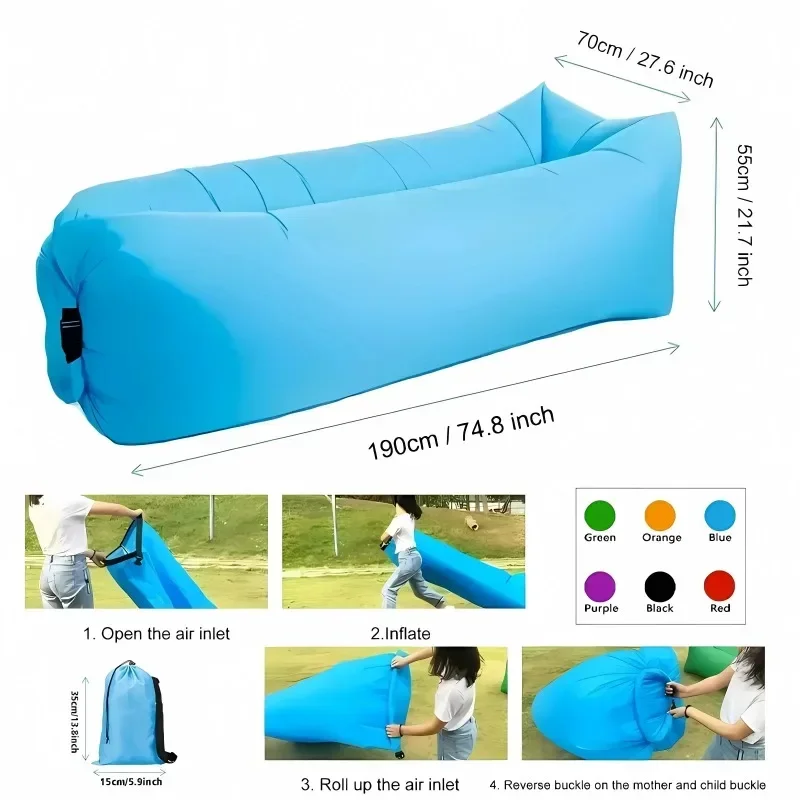 Lightweight Outdoor Portable Inflatable Sofa Inflatable Outdoor Sun Lounger Blow Up Chair Bag Family Camping Inflatable Bed