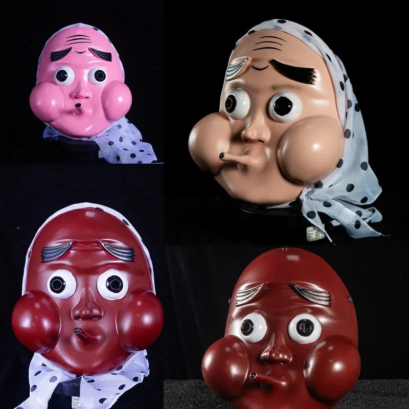 Hotaru Haganezuka Cosplay Mask ABS Hyottoko Mask with Spotted Head Scarf Costume Accessory Masques Party Carnaval Mask New