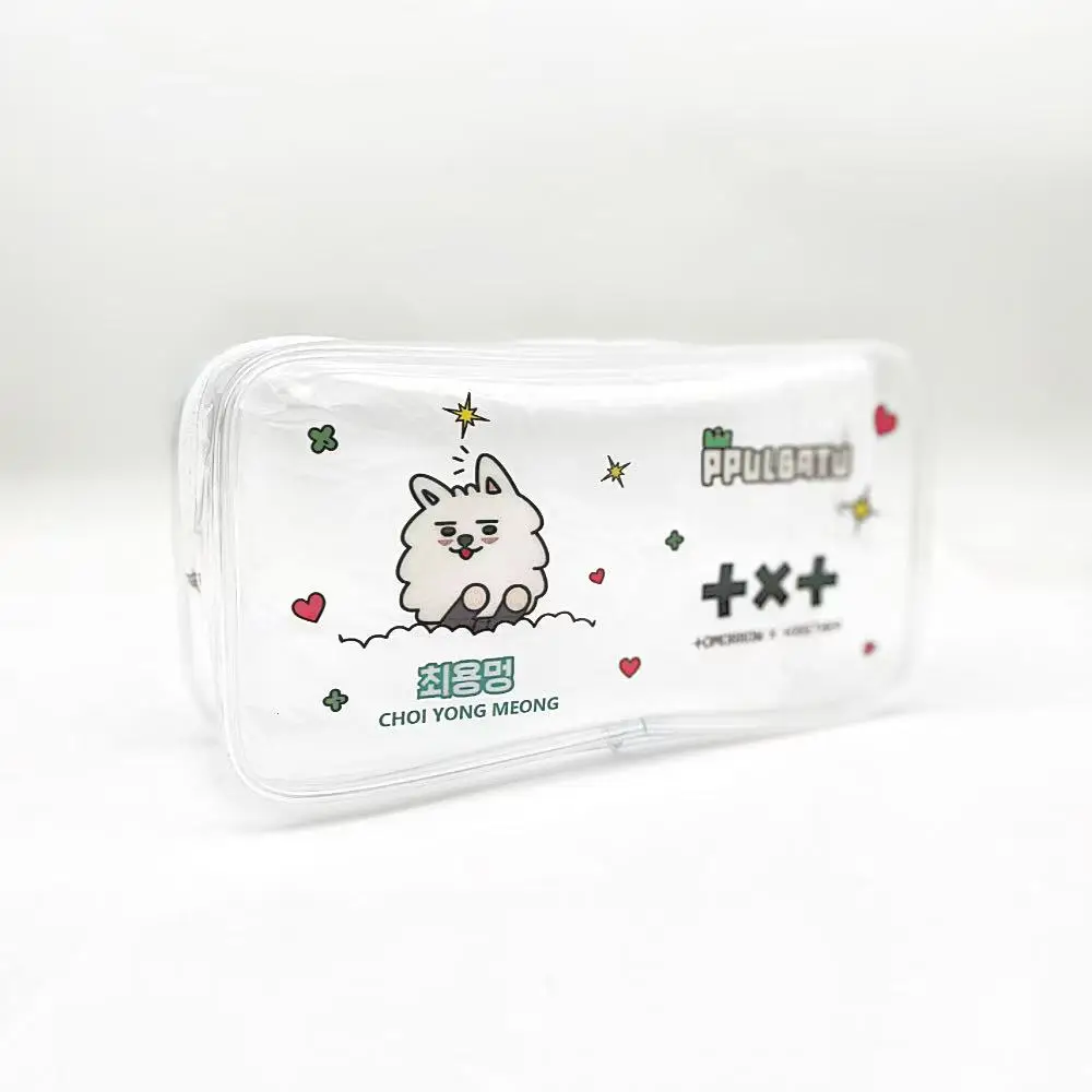 الكرتون الحيوان مقلمة حقيبة أدوات مكتبية 19*10*6.5 سنتيمتر بولي كلوريد الفينيل شفافة حقيبة التخزين حقيبة مستحضرات التجميل Soobin Yeonjun Beomgyu Taehyun Hueningkai Txt Kpop