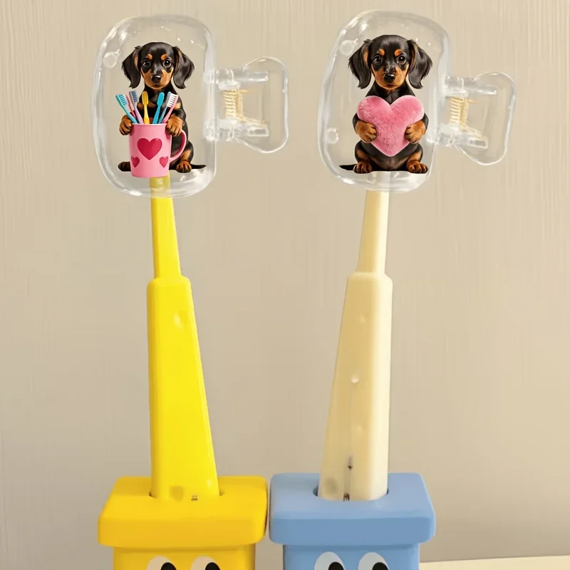 2pcs Dachshund Toothbrush Holder Protect Toothbrush Cleanliness Ideal for Home Organization Travel Essentials Gift for Boys