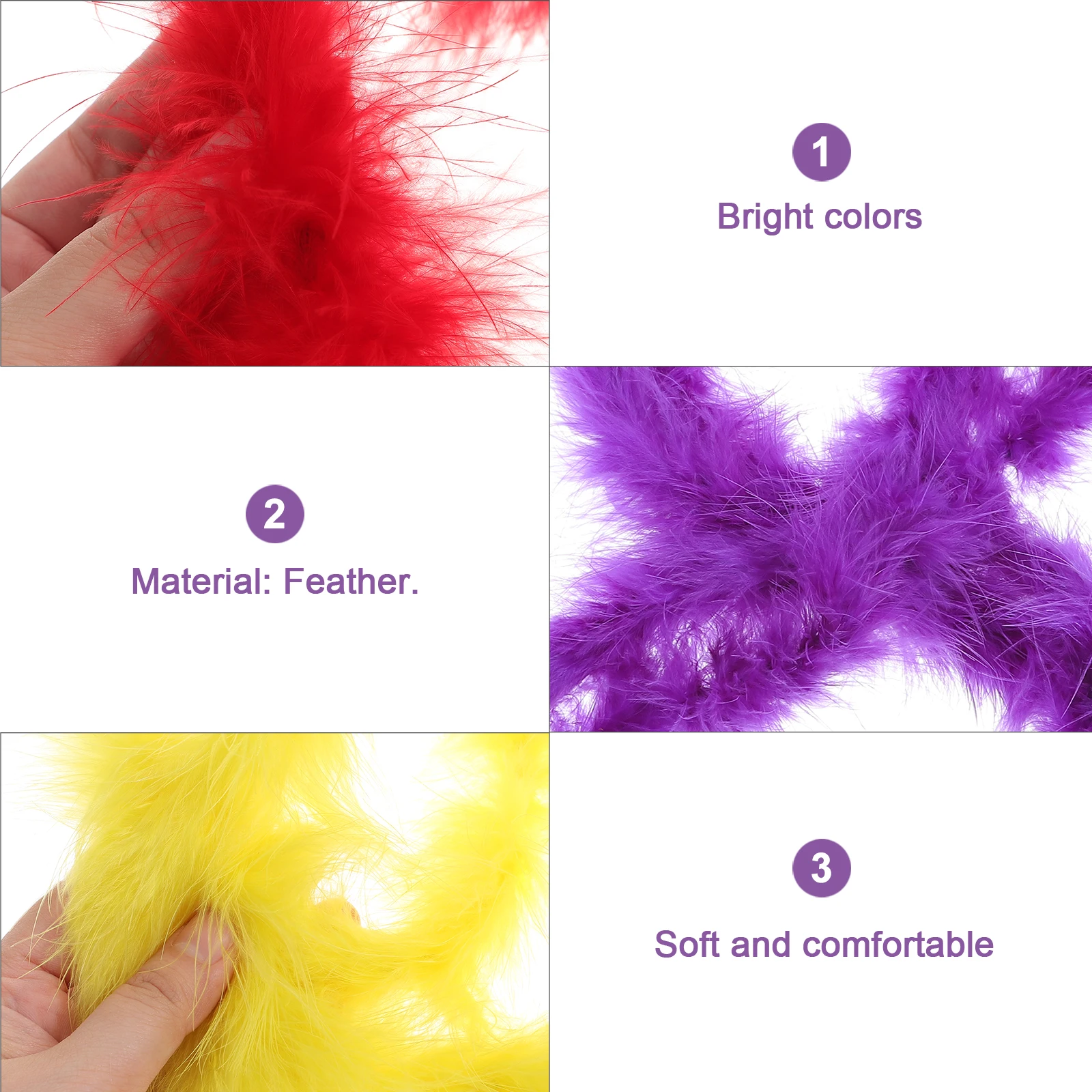 

6 pcs 40G Colorful Boas Turkey Trims Party Costume Accessory Sewing Trim For Crafts Bulk Supplies Dark Purple
