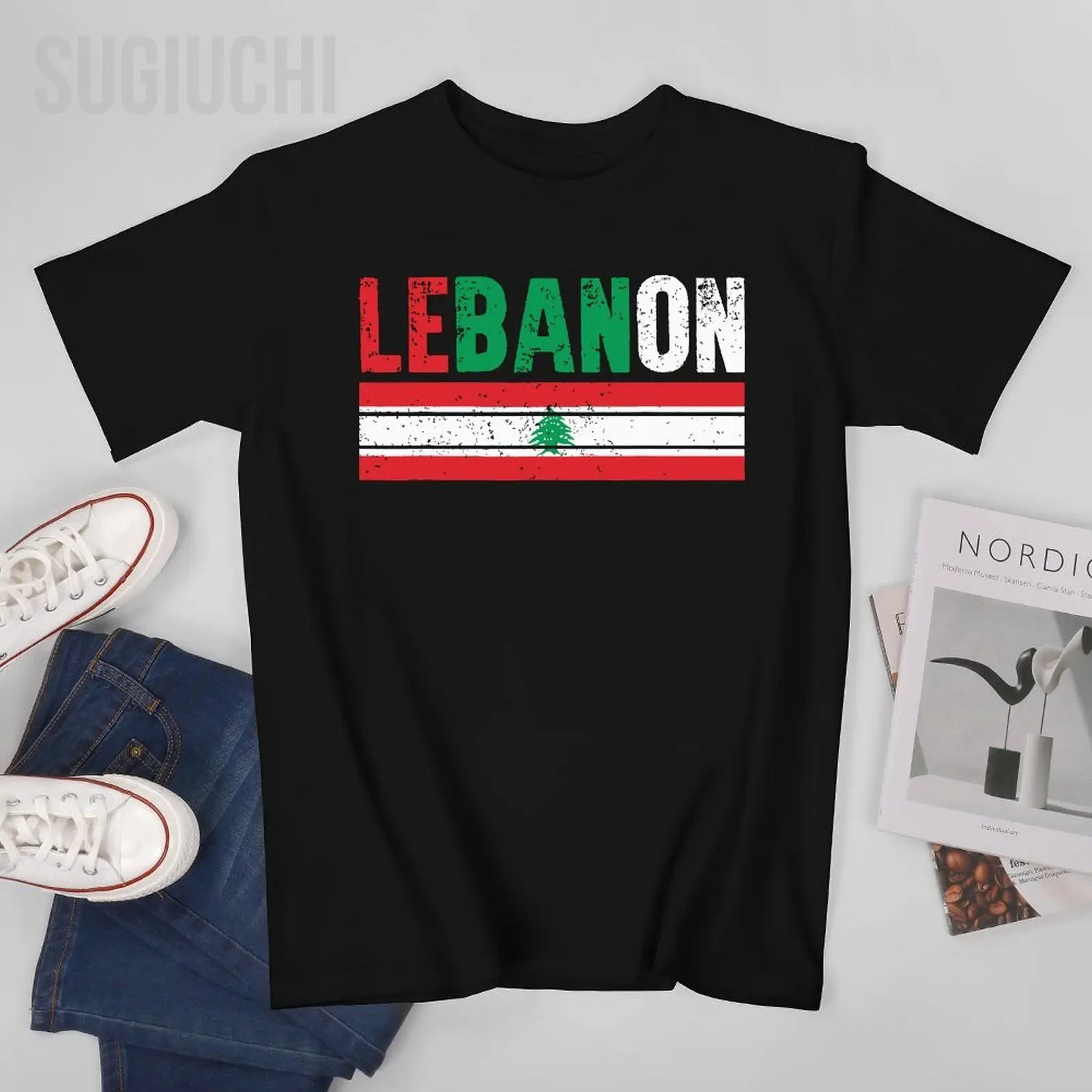 Unisex Men Lebanon Flag Vintage Tshirt Tees T Shirts Women Boys 100% Cotton T-Shirt