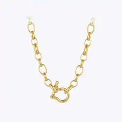 ENFASHION Punk Lock Necklace For Women Stainless Steel Hook Choker Necklaces Gold Color Fashion Jewelry Collier Femme P213233