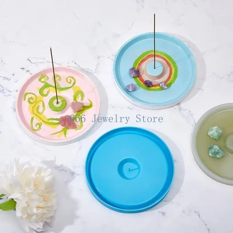 f2td الأزرق الايبوكسي صب قالب البخور لوحة القالب السيليكون الحلي المنزل DIY