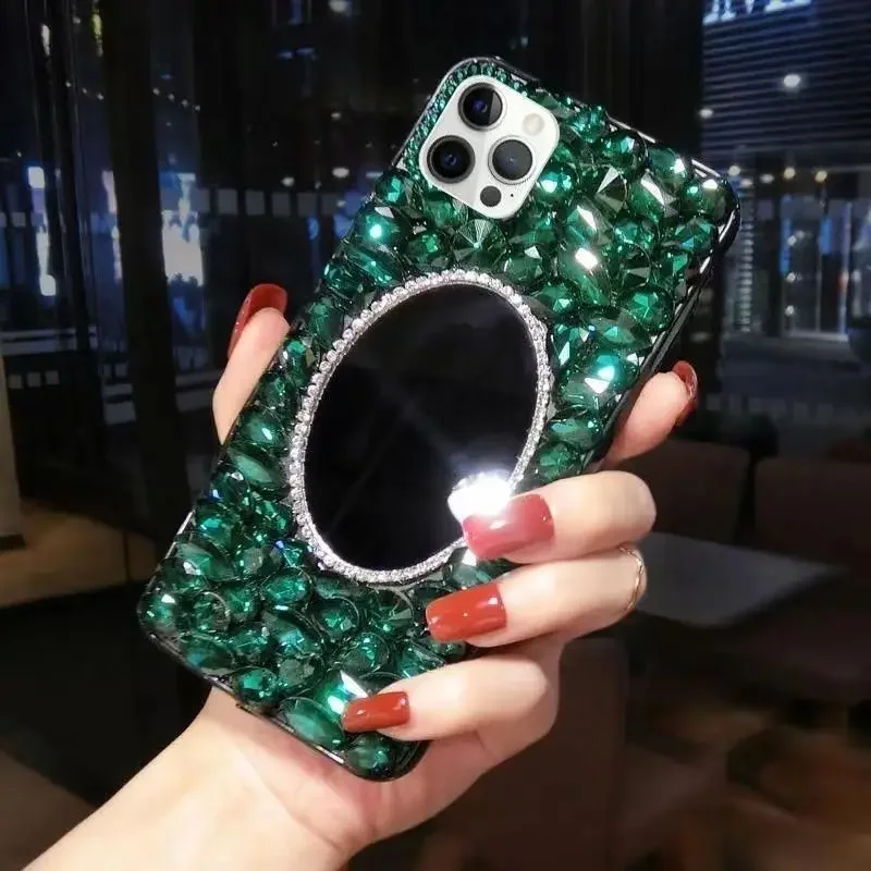 Luxury New Gemstone Inlaid Rhinestone Mirror Phone Case for Iphone 15Pro 14Plus 13 Pro 12 Mini 11Pro MAX XSMAX XR 7 8 PLUS