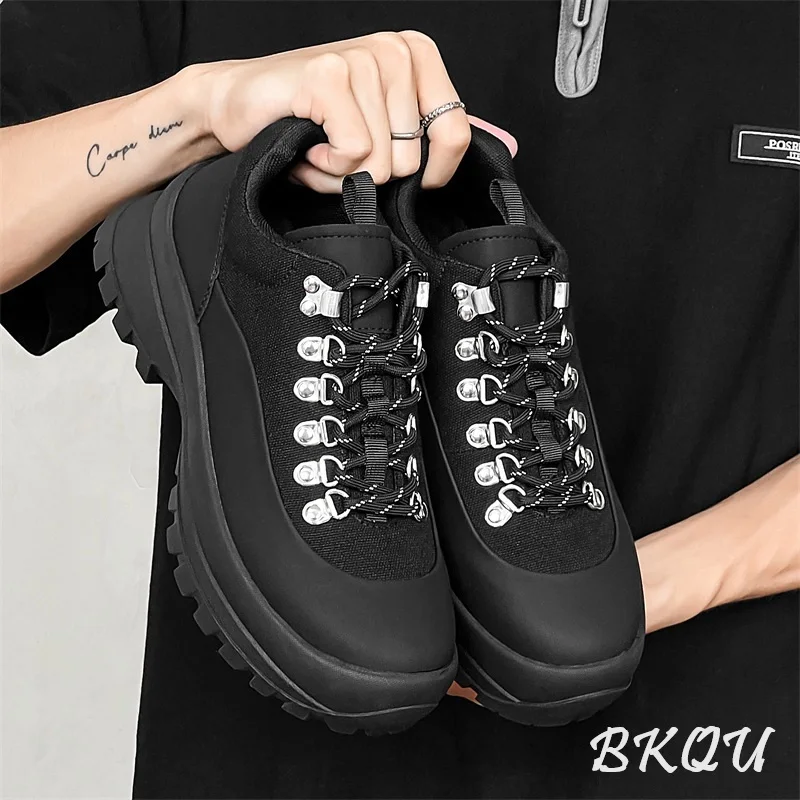 BKQU Mountaineering Męskie buty Outdoor Hiking Shoes Mountain Vintage Cargo Thick Sole Increase Sports Casual Fashion Shoes