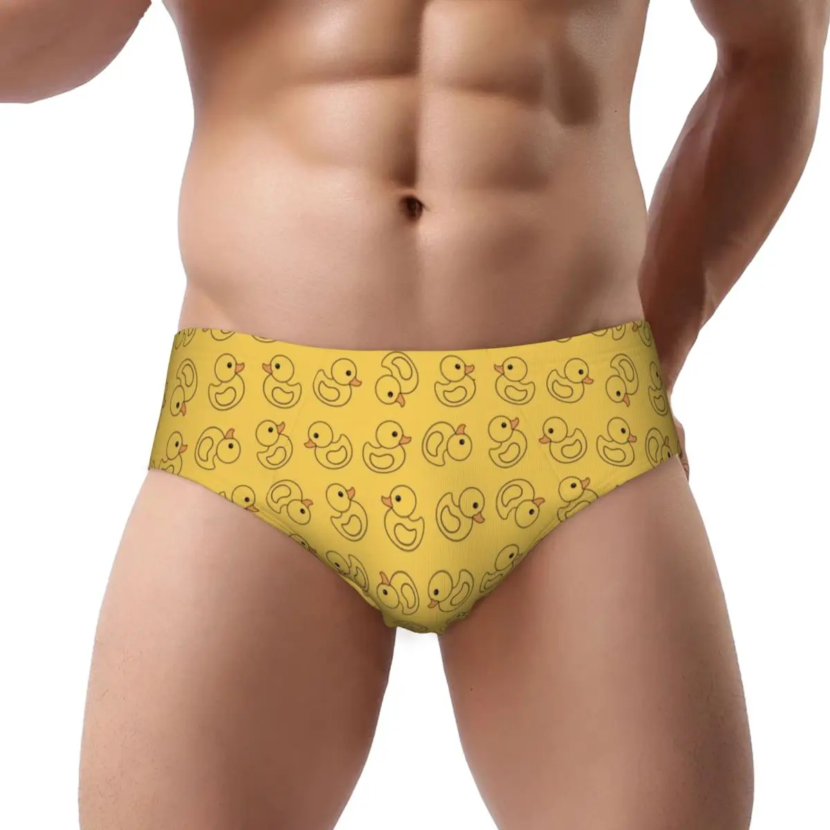 Custom Mens Yellow Rubber Duck Underpants Comfort Cartoon Animal Pets Briefs Underwear