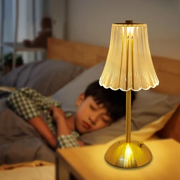Retro Kristall Led Tisch Lampe Wiederaufladbare USB Nachtlicht Desktop Bar Hotel Schlafzimmer Atmosphäre Cordless Touch Schalter Dimmbar