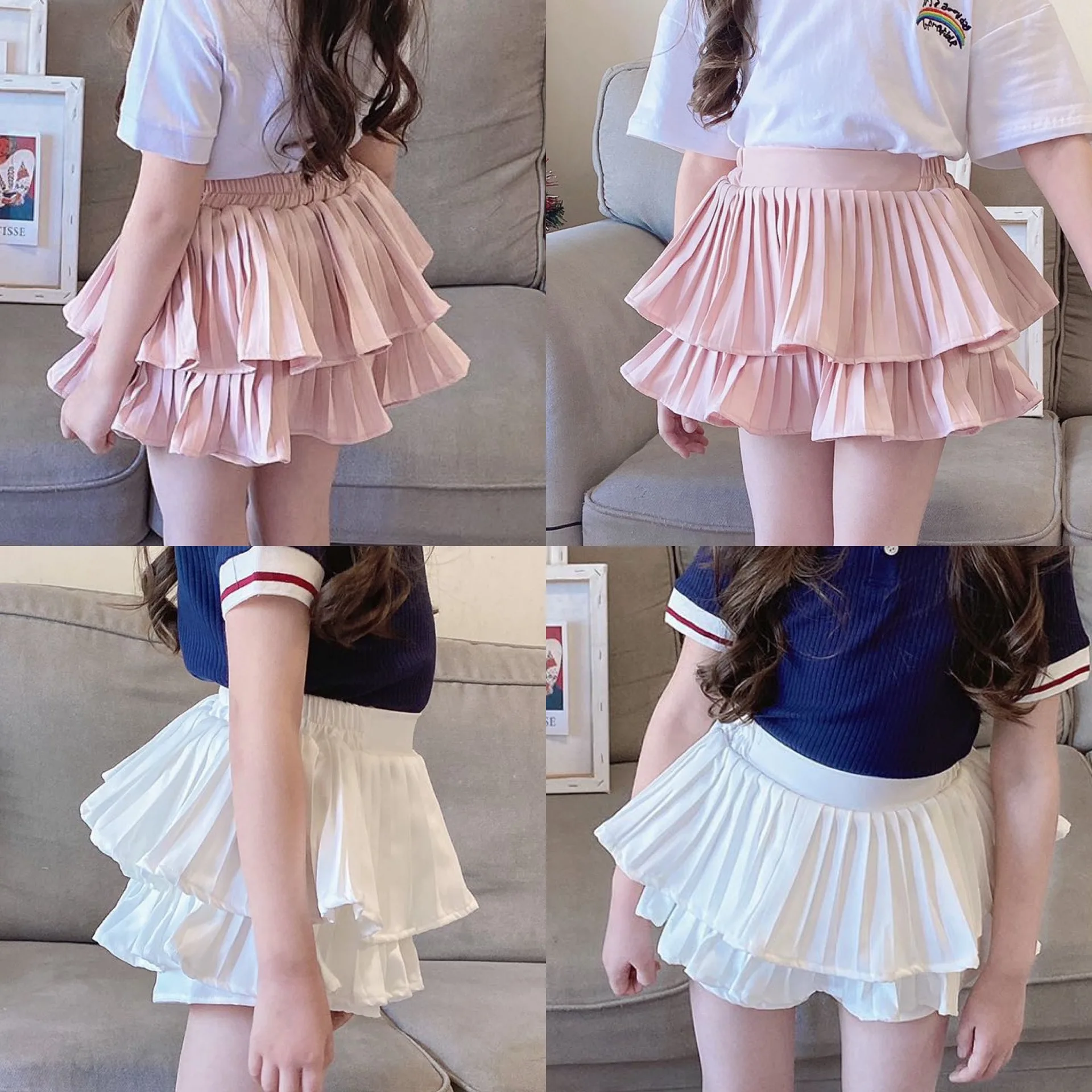 

2026 Summer New Big Girls Skirts Fashion Children A-line Tiered Skirt For Girls Kids Cute Princess Puff Skirt Baby School Wear