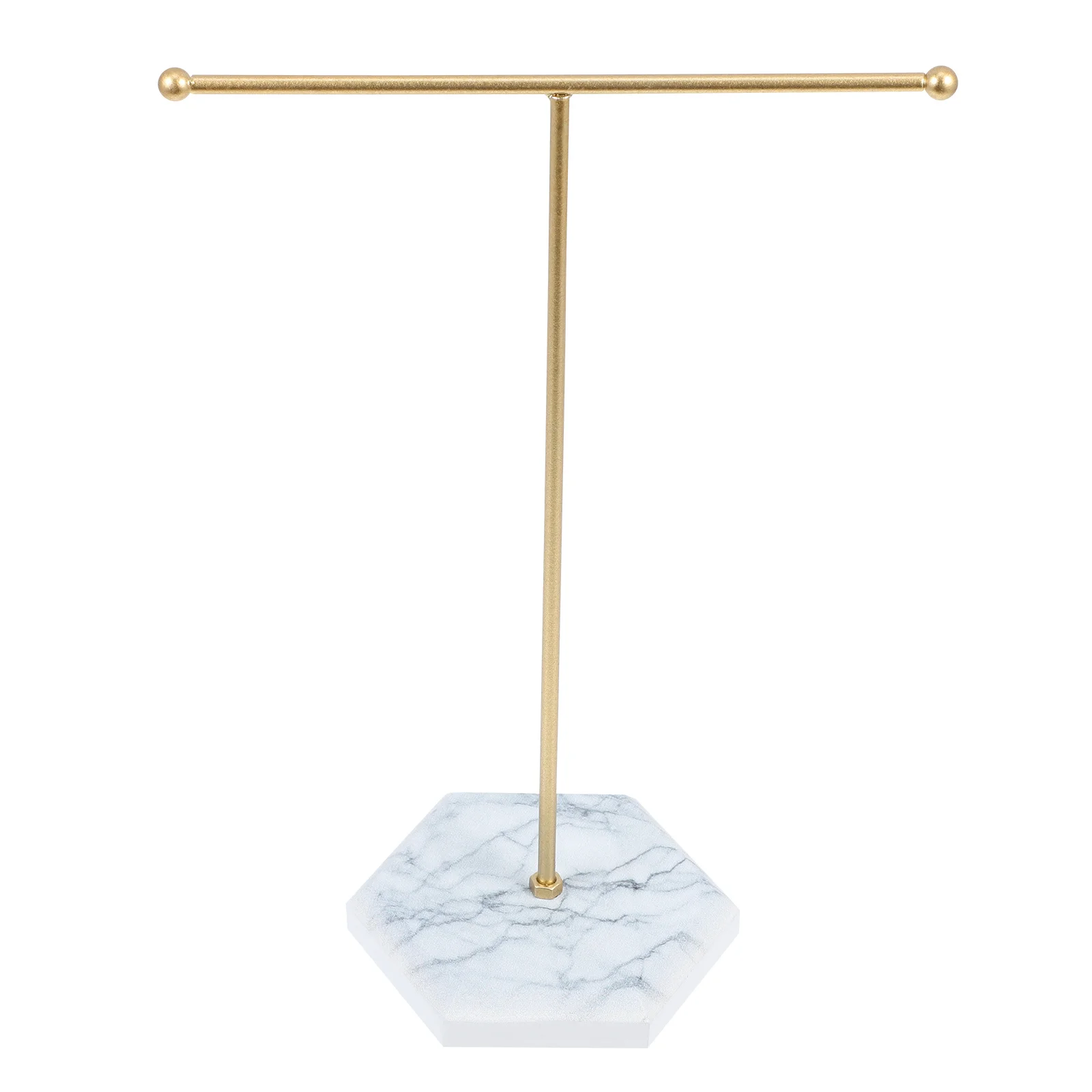 حامل عرض القرط على شكل حرف T حامل مجوهرات رف تخزين حرفي حديدي قاعدة رخامية مقاومة للاهتراء للاستخدام المتكرر في المنزل أو المتجر