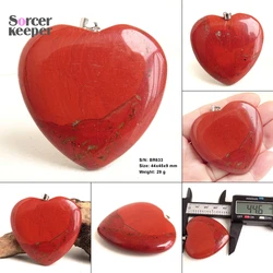 Real Natural Red Jasper Gem Stone Pendant Necklace Polished Agate Heart Slice Fashion Crystal Beads For Jewelry Making BG410