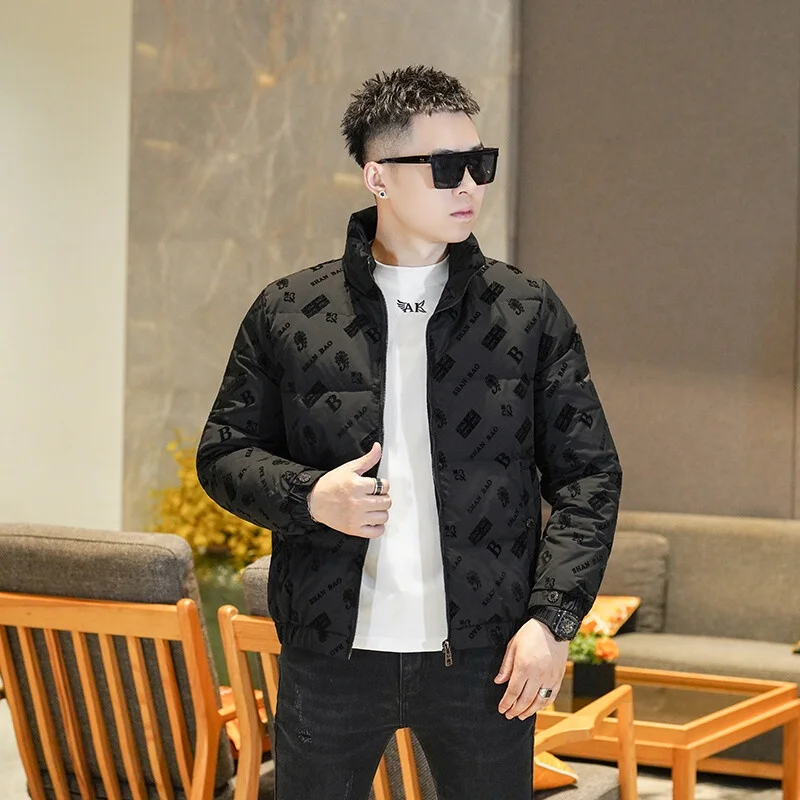 

Мужская зимняя пуховая куртка из 90% белого пуха, модная городская повседневная модель из нейлоновой ткани, приталенного кроя, для молодежи, в энергичном стиле.