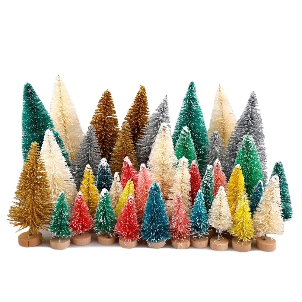 1 Set utile albero di natale da tavolo di colore brillante adorabile Mini albero di pino innevato ornamento per feste di natale collegabile