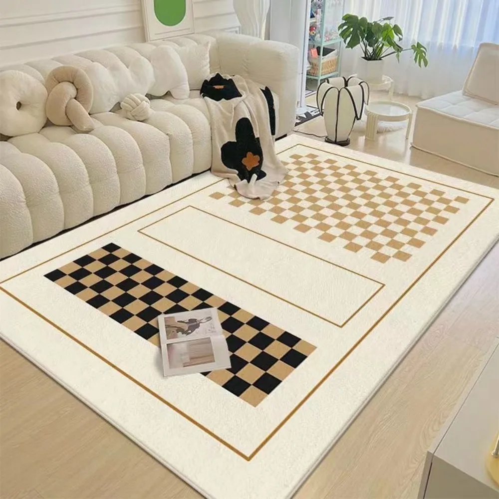 سجادة VIKAMA الحديثة ذات المربعات البسيطة لغرفة المعيشة وغرفة النوم ومضادة للانزلاق وسهلة التنظيف على Instagram جدير لديكور المنزل
