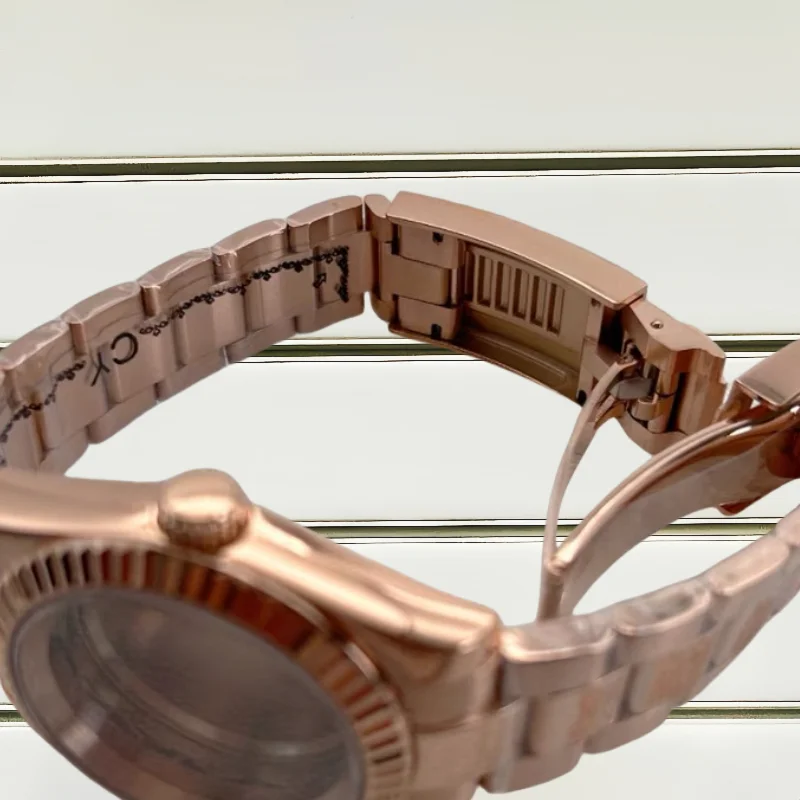 ローズゴールド 36 ミリメートル 39 ミリメートルステンレス鋼時計ケースストラップ DayJust NH35 NH36 4R/7S ムーブメント、フルサンド 3/5 ビーズ時計バンドオプション
