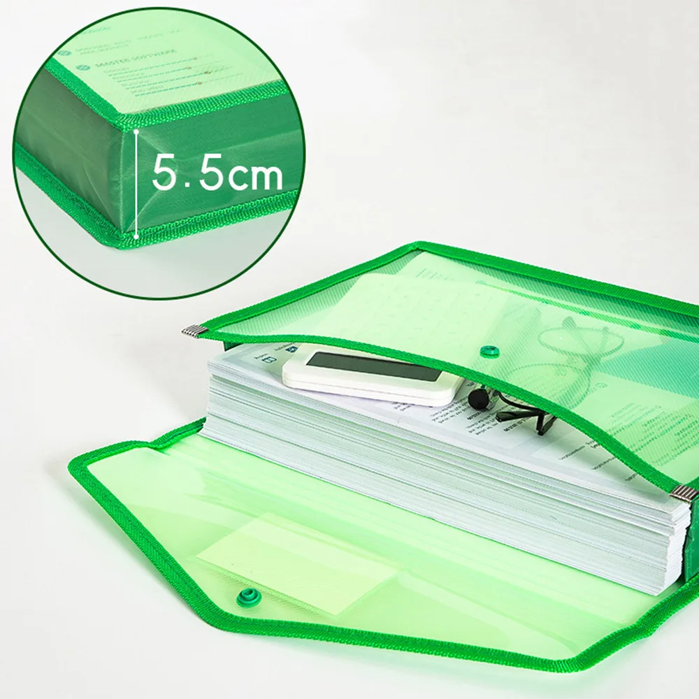 

A4 Transparent Lightweight File Bag Portable Waterproof Folder Document Holder Large Capacity Button Storage School Test Paper