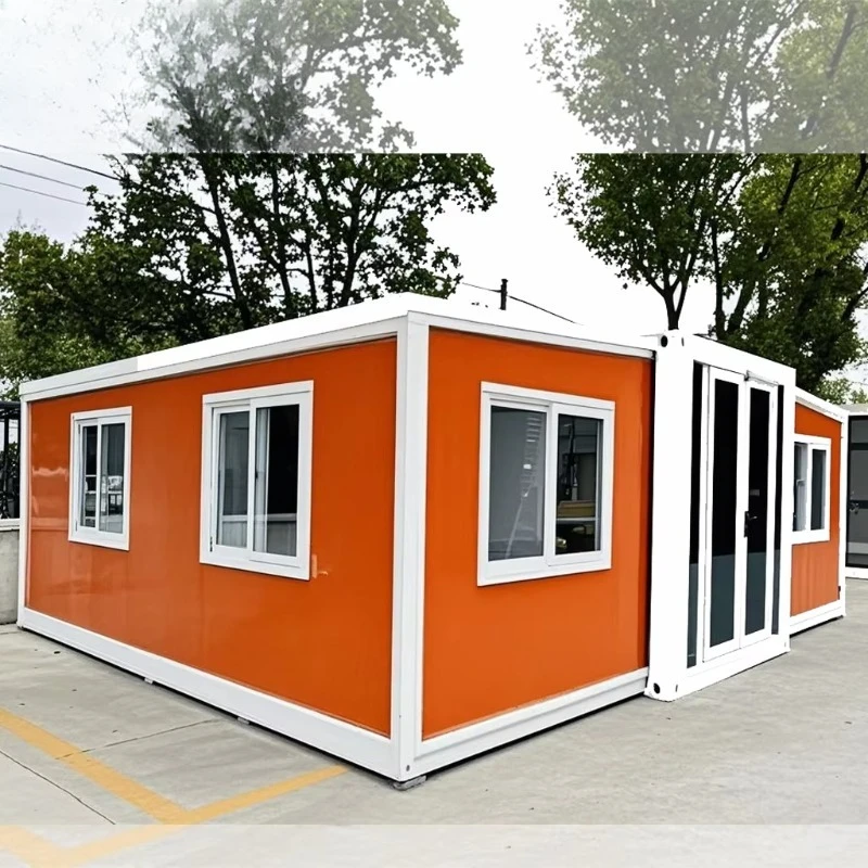 20ft أجنحة مزدوجة الجاهزة الحاويات الجاهزة منزل عازلة للصوت توسيع المقصورة مع لودج الصيد المحمولة دائم