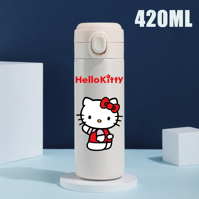 Sanrio 420 ML Thermos Mug Hello Kitty Cartoon 304 tazza d'acqua portatile in acciaio inossidabile bottiglia d'acqua da viaggio tazze Kawaii regali per bambini